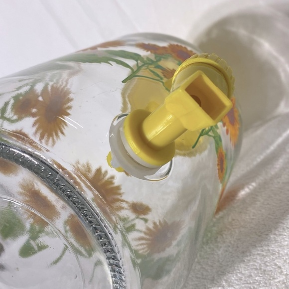 Vintage Sun Tea Sunflower Glass Beverage Dispenser Jar - Picture 8 of 12